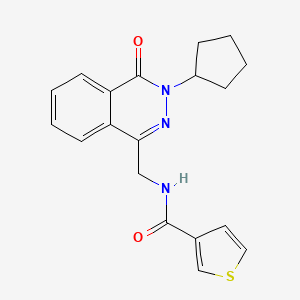 molecular formula C19H19N3O2S B2395554 N-((3-cyclopentyl-4-oxo-3,4-dihydrophthalazin-1-yl)methyl)thiophene-3-carboxamide CAS No. 1421468-18-9