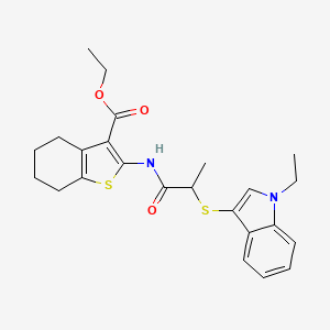 ethyl 2-(2-((1-ethyl-1H-indol-3-yl)thio)propanamido)-4,5,6,7-tetrahydrobenzo[b]thiophene-3-carboxylate
