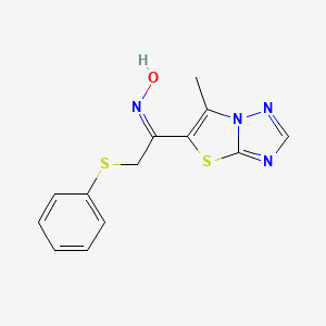 molecular formula C13H12N4OS2 B2395593 (Z)-N-(1-{6-methyl-[1,2,4]triazolo[3,2-b][1,3]thiazol-5-yl}-2-(phenylsulfanyl)ethylidene)hydroxylamine CAS No. 478245-67-9
