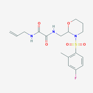 molecular formula C17H22FN3O5S B2395600 N1-allyl-N2-((3-((4-fluoro-2-methylphenyl)sulfonyl)-1,3-oxazinan-2-yl)methyl)oxalamide CAS No. 872987-04-7