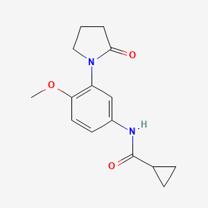 molecular formula C15H18N2O3 B2395612 N-[4-methoxy-3-(2-oxopyrrolidin-1-yl)phenyl]cyclopropanecarboxamide CAS No. 922903-93-3