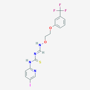 molecular formula C16H14F3IN4O2S B2395651 N-(5-iodo-2-pyridinyl)-N'-[({2-[3-(trifluoromethyl)phenoxy]ethoxy}amino)methylene]thiourea CAS No. 338962-74-6