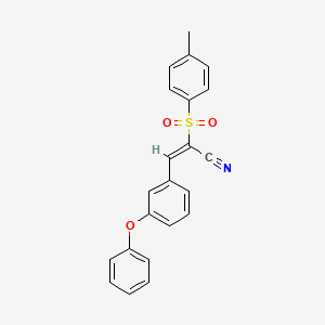 molecular formula C22H17NO3S B2395656 (2E)-2-(4-methylbenzenesulfonyl)-3-(3-phenoxyphenyl)prop-2-enenitrile CAS No. 811831-02-4