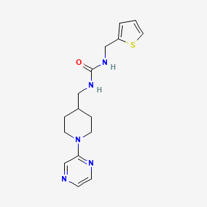 molecular formula C16H21N5OS B2395657 1-((1-(Pyrazin-2-yl)piperidin-4-yl)methyl)-3-(thiophen-2-ylmethyl)urea CAS No. 1396766-57-6