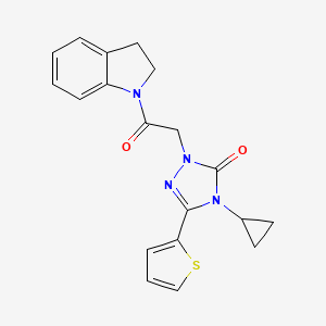 molecular formula C19H18N4O2S B2395664 4-cyclopropyl-1-(2-(indolin-1-yl)-2-oxoethyl)-3-(thiophen-2-yl)-1H-1,2,4-triazol-5(4H)-one CAS No. 1428357-26-9