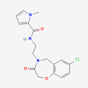 molecular formula C17H18ClN3O3 B2395665 N-(2-(7-chloro-3-oxo-2,3-dihydrobenzo[f][1,4]oxazepin-4(5H)-yl)ethyl)-1-methyl-1H-pyrrole-2-carboxamide CAS No. 2034457-51-5