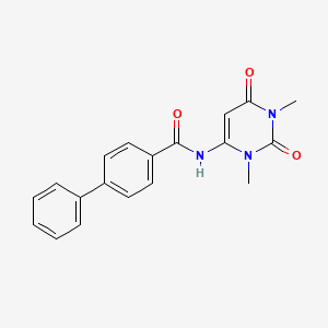 molecular formula C19H17N3O3 B2395668 N-(1,3-dimethyl-2,6-dioxo-1,2,3,6-tetrahydropyrimidin-4-yl)-[1,1'-biphenyl]-4-carboxamide CAS No. 633296-64-7