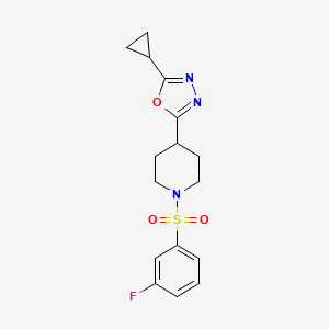 2-Cyclopropyl-5-(1-((3-fluorophenyl)sulfonyl)piperidin-4-yl)-1,3,4-oxadiazole