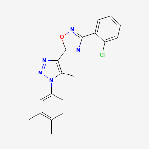 molecular formula C19H16ClN5O B2395747 3-(2-chlorophenyl)-5-(1-(3,4-dimethylphenyl)-5-methyl-1H-1,2,3-triazol-4-yl)-1,2,4-oxadiazole CAS No. 941929-32-4