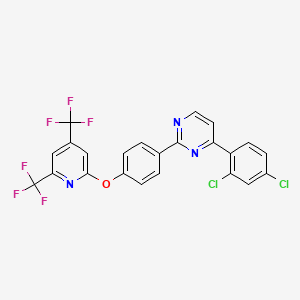 molecular formula C23H11Cl2F6N3O B2395755 2-(4-{[4,6-bis(trifluoromethyl)pyridin-2-yl]oxy}phenyl)-4-(2,4-dichlorophenyl)pyrimidine CAS No. 477856-74-9