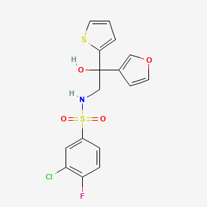 3-chloro-4-fluoro-N-(2-(furan-3-yl)-2-hydroxy-2-(thiophen-2-yl)ethyl)benzenesulfonamide
