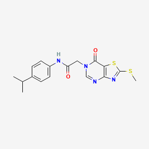 molecular formula C17H18N4O2S2 B2395759 N-(4-isopropylphenyl)-2-(2-(methylthio)-7-oxothiazolo[4,5-d]pyrimidin-6(7H)-yl)acetamide CAS No. 1114902-20-3