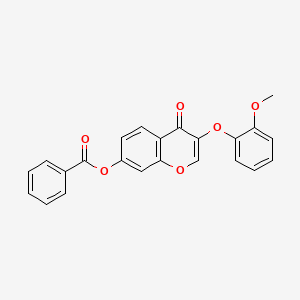 3-(2-methoxyphenoxy)-4-oxo-4H-chromen-7-yl benzoate