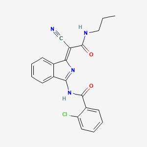 (Z)-2-chloro-N-(1-(1-cyano-2-oxo-2-(propylamino)ethylidene)-1H-isoindol-3-yl)benzamide