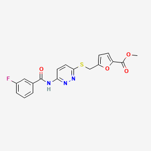 molecular formula C18H14FN3O4S B2395773 Methyl 5-(((6-(3-fluorobenzamido)pyridazin-3-yl)thio)methyl)furan-2-carboxylate CAS No. 1021090-55-0