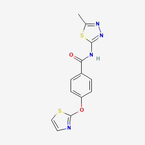 molecular formula C13H10N4O2S2 B2395783 N-(5-methyl-1,3,4-thiadiazol-2-yl)-4-(thiazol-2-yloxy)benzamide CAS No. 2034321-49-6