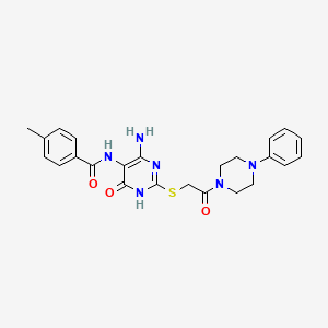 N-(4-amino-6-oxo-2-((2-oxo-2-(4-phenylpiperazin-1-yl)ethyl)thio)-1,6-dihydropyrimidin-5-yl)-4-methylbenzamide