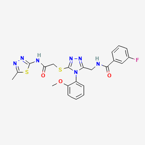 3-fluoro-N-[[4-(2-methoxyphenyl)-5-[2-[(5-methyl-1,3,4-thiadiazol-2-yl)amino]-2-oxoethyl]sulfanyl-1,2,4-triazol-3-yl]methyl]benzamide