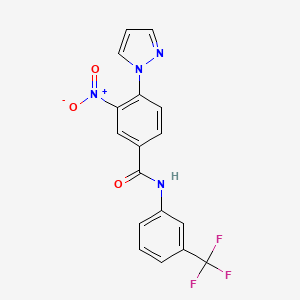 3-nitro-4-(1H-pyrazol-1-yl)-N-[3-(trifluoromethyl)phenyl]benzenecarboxamide