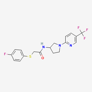 2-((4-fluorophenyl)thio)-N-(1-(5-(trifluoromethyl)pyridin-2-yl)pyrrolidin-3-yl)acetamide