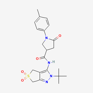 N-[2-tert-butyl-5,5-bis(oxidanylidene)-4,6-dihydrothieno[3,4-c]pyrazol-3-yl]-1-(4-methylphenyl)-5-oxidanylidene-pyrrolidine-3-carboxamide