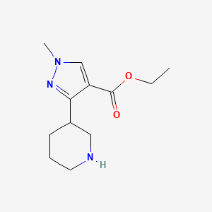 molecular formula C12H19N3O2 B2395882 Ethyl 1-methyl-3-piperidin-3-ylpyrazole-4-carboxylate CAS No. 2248310-31-6