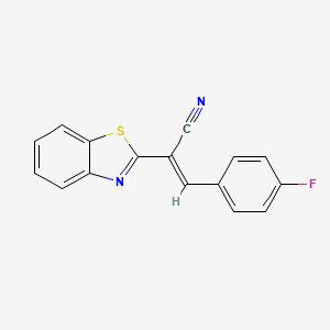 molecular formula C16H9FN2S B2395892 (2E)-2-(1,3-benzothiazol-2-yl)-3-(4-fluorophenyl)prop-2-enenitrile CAS No. 1363533-12-3
