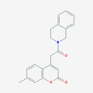 molecular formula C21H19NO3 B2395895 4-(2-(3,4-dihydroisoquinolin-2(1H)-yl)-2-oxoethyl)-7-methyl-2H-chromen-2-one CAS No. 919758-03-5