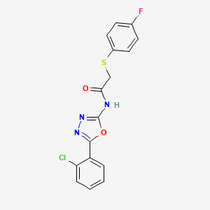 molecular formula C16H11ClFN3O2S B2395899 N-[5-(2-chlorophenyl)-1,3,4-oxadiazol-2-yl]-2-[(4-fluorophenyl)sulfanyl]acetamide CAS No. 896019-32-2