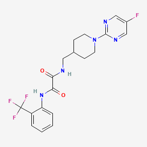 molecular formula C19H19F4N5O2 B2395915 N1-((1-(5-fluoropyrimidin-2-yl)piperidin-4-yl)methyl)-N2-(2-(trifluoromethyl)phenyl)oxalamide CAS No. 2034259-09-9