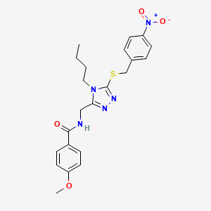N-((4-butyl-5-((4-nitrobenzyl)thio)-4H-1,2,4-triazol-3-yl)methyl)-4-methoxybenzamide