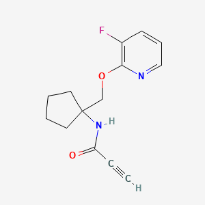 molecular formula C14H15FN2O2 B2395968 N-[1-[(3-Fluoropyridin-2-yl)oxymethyl]cyclopentyl]prop-2-ynamide CAS No. 2411219-13-9