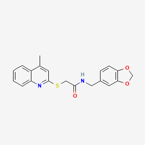 N-(benzo[d][1,3]dioxol-5-ylmethyl)-2-((4-methylquinolin-2-yl)thio)acetamide