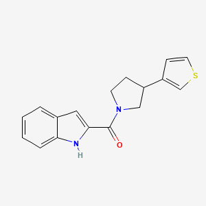 molecular formula C17H16N2OS B2396002 (1H-indol-2-yl)(3-(thiophen-3-yl)pyrrolidin-1-yl)methanone CAS No. 2176338-43-3