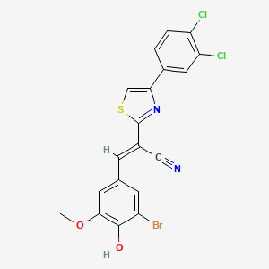 (E)-3-(3-bromo-4-hydroxy-5-methoxyphenyl)-2-(4-(3,4-dichlorophenyl)thiazol-2-yl)acrylonitrile