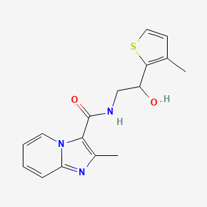 molecular formula C16H17N3O2S B2396014 N-[2-Hydroxy-2-(3-methylthiophen-2-YL)ethyl]-2-methylimidazo[1,2-A]pyridine-3-carboxamide CAS No. 1421494-71-4