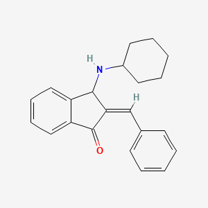 molecular formula C22H23NO B2396018 (2Z)-2-benzylidene-3-(cyclohexylamino)-3H-inden-1-one CAS No. 15982-84-0