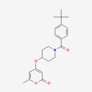 molecular formula C22H27NO4 B2396023 4-((1-(4-(tert-butyl)benzoyl)piperidin-4-yl)oxy)-6-methyl-2H-pyran-2-one CAS No. 1795481-02-5