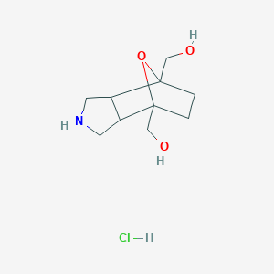molecular formula C10H18ClNO3 B2396030 [7-(Hydroxymethyl)-2,3,3a,5,6,7a-hexahydro-1H-4,7-epoxyisoindol-4-yl]methanol;hydrochloride CAS No. 2413896-87-2