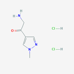 molecular formula C6H11Cl2N3O B2396036 2-amino-1-(1-methyl-1H-pyrazol-4-yl)ethan-1-one dihydrochloride CAS No. 1448611-81-1
