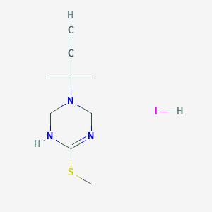 molecular formula C9H16IN3S B2396048 3-(2-methylbut-3-yn-2-yl)-6-methylsulfanyl-2,4-dihydro-1H-1,3,5-triazine;hydroiodide CAS No. 218157-38-1