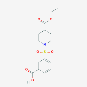 molecular formula C15H19NO6S B2396051 3-((4-(Ethoxycarbonyl)piperidin-1-yl)sulfonyl)benzoic acid CAS No. 937604-24-5