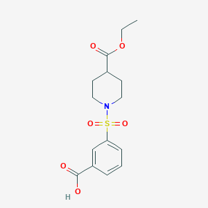 molecular formula C15H19NO6S B2396051 3-{[4-(Ethoxycarbonyl)piperidino]sulfonyl}benzenecarboxylic acid CAS No. 937604-24-5