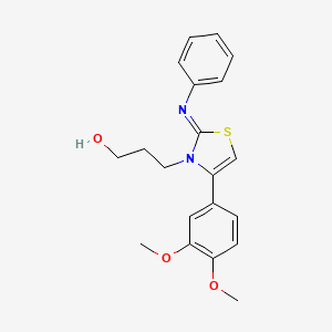 molecular formula C20H22N2O3S B2396055 (Z)-3-(4-(3,4-dimethoxyphenyl)-2-(phenylimino)thiazol-3(2H)-yl)propan-1-ol CAS No. 928199-23-9