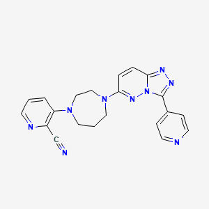 molecular formula C21H19N9 B2396056 3-[4-(3-Pyridin-4-yl-[1,2,4]triazolo[4,3-b]pyridazin-6-yl)-1,4-diazepan-1-yl]pyridine-2-carbonitrile CAS No. 2380179-69-9