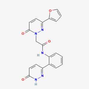 molecular formula C20H15N5O4 B2396058 2-(3-(furan-2-yl)-6-oxopyridazin-1(6H)-yl)-N-(2-(6-oxo-1,6-dihydropyridazin-3-yl)phenyl)acetamide CAS No. 1428380-66-8