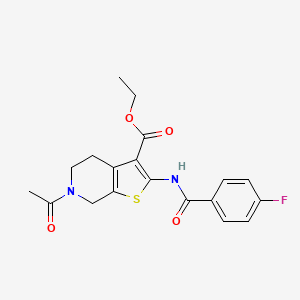 molecular formula C19H19FN2O4S B2396062 Ethyl 6-acetyl-2-[(4-fluorobenzoyl)amino]-4,5,6,7-tetrahydrothieno[2,3-c]pyridine-3-carboxylate CAS No. 347320-72-3
