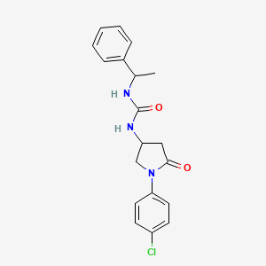 molecular formula C19H20ClN3O2 B2396072 1-(1-(4-Chlorophenyl)-5-oxopyrrolidin-3-yl)-3-(1-phenylethyl)urea CAS No. 891109-01-6