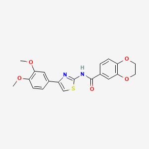 molecular formula C20H18N2O5S B2396074 N-[4-(3,4-dimethoxyphenyl)-1,3-thiazol-2-yl]-2,3-dihydro-1,4-benzodioxine-6-carboxamide CAS No. 477550-74-6