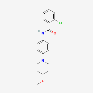 molecular formula C19H21ClN2O2 B2396097 2-chloro-N-(4-(4-methoxypiperidin-1-yl)phenyl)benzamide CAS No. 1448132-57-7